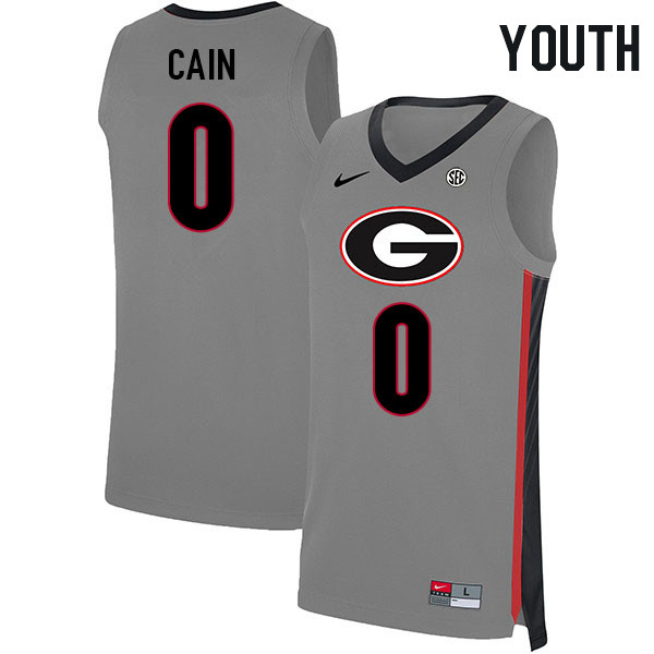 Youth #0 Blue Cain Georgia Bulldogs College Basketball Jerseys Stitched Sale-Gray